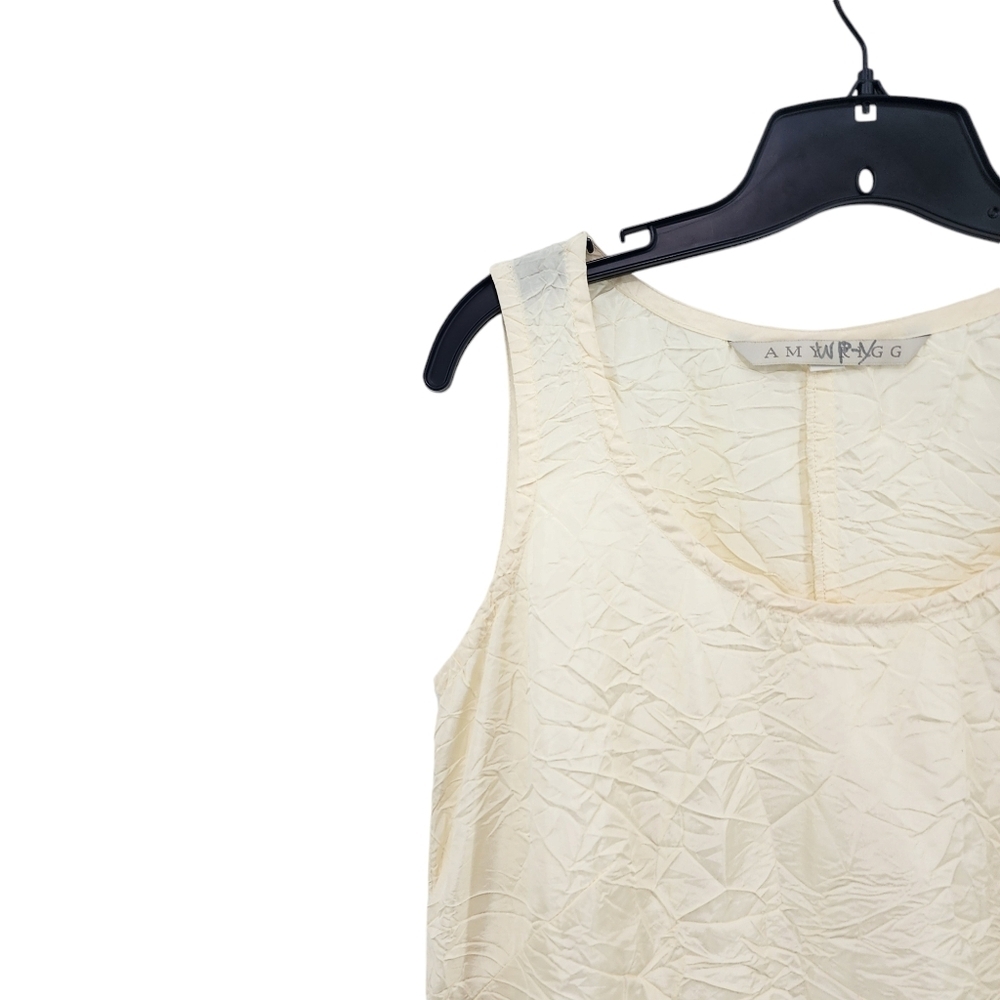 Amy Rigg Women's Vintage Ruffle Hem A-line Tank Crinkle Dress Cream - S - Picture 2 of 6